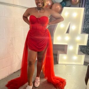 Fashion Nova Vibrant Red Strapless Dress